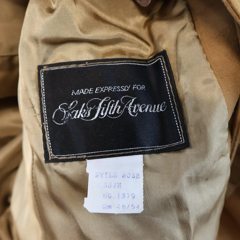 Saks Fifth Avenue Mens 46 Suede Vest Tan Brown Vintage Button Front Waistcoat